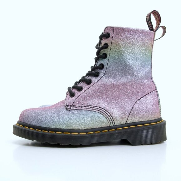 EUC Dr. Martens 1460 Pascal Rainbow Glitter Lace Up Boots in Multicolors Size 6 - Picture 5 of 16
